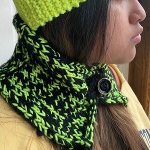 Hand knit neck warmer with button closure